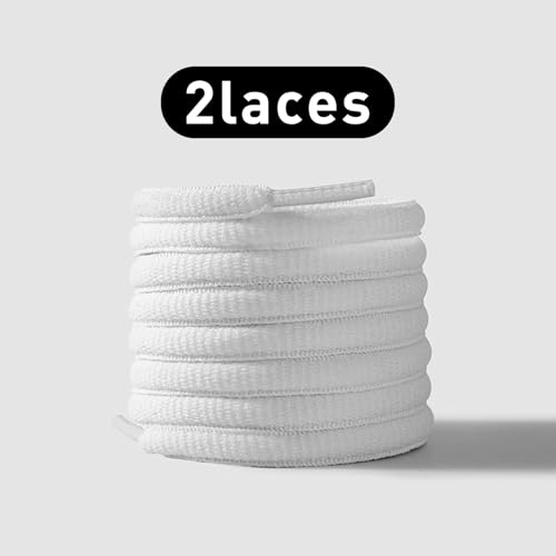 UamGlsob Oval Shoe Laces for New Balance Sneakers, 1/4"(6mm) Shoelaces Strings Replacement for Lace-up Walking Running Shoes Non Slip Comfort Trainer (White, 45"/115cm) - Image 2
