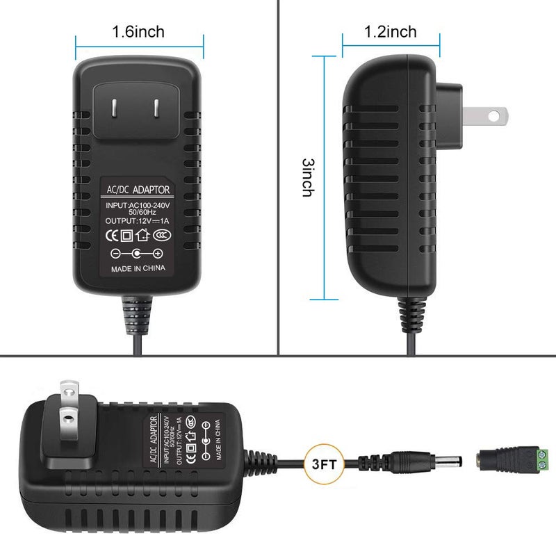 inShareplus 12V 1A 12W LED Power Supply, Wall Mounted AC/DC Switching Power Supply, AC 100-240V to DC 12 Volt Adapter, Charger, Transformer for LED Strip Light with 5.5/2.1 DC Female Barrel Connector - Image 2