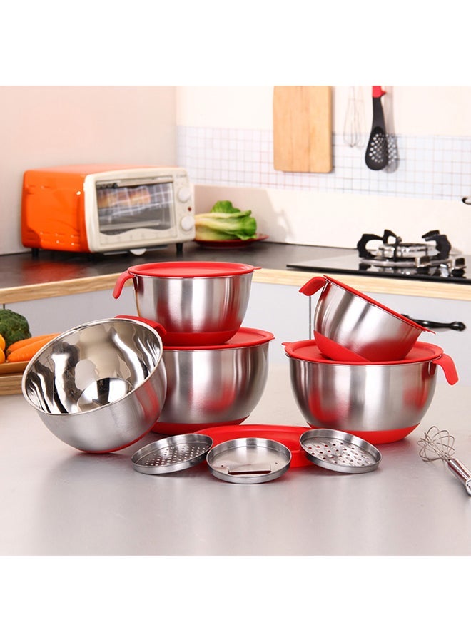 NIBEMINENT 3-Piece Stainless Steel Mixing Salad Bowl With Airtight Lid Silver 24x20x24cm - Image 5