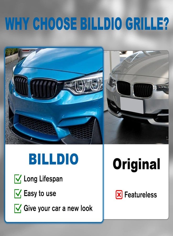 BILLDIO F30 Black Kidney Grille - Double Slats, Compatible with 2012-2018 BMW 3 Series F30 F31 - Image 5
