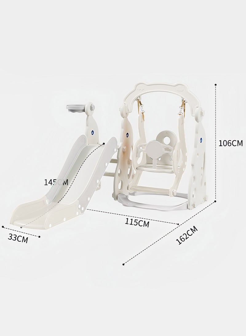 ما بيبي ﻿ منزلق أطفال رباعي الوظائف (4 في 1) مع أرجوحة للأعمار من 1 إلى 3 سنوات - مجموعة ألعاب منزلق داخلية/خارجية مع سلة كرة السلة ومنطقة تسلق - Image 4