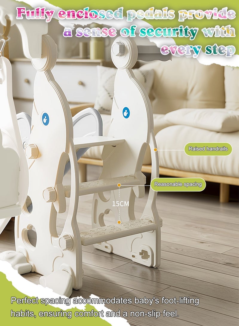 ما بيبي ﻿ منزلق أطفال رباعي الوظائف (4 في 1) مع أرجوحة للأعمار من 1 إلى 3 سنوات - مجموعة ألعاب منزلق داخلية/خارجية مع سلة كرة السلة ومنطقة تسلق - Image 5