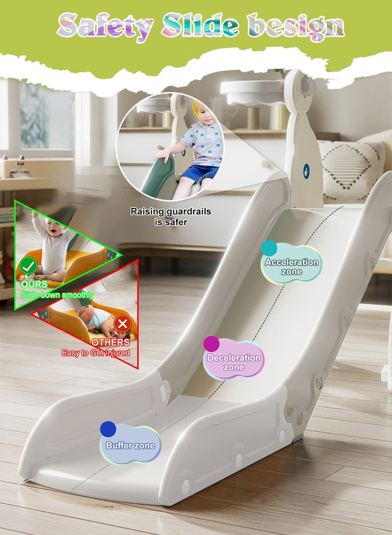 ما بيبي ﻿ منزلق أطفال رباعي الوظائف (4 في 1) مع أرجوحة للأعمار من 1 إلى 3 سنوات - مجموعة ألعاب منزلق داخلية/خارجية مع سلة كرة السلة ومنطقة تسلق - Image 2