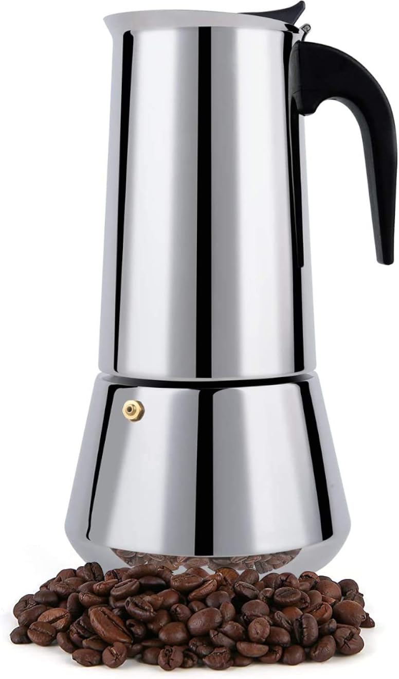 ZC Espresso Maker, Moka Pot, 12 Cup Percolator Italian Coffee Maker, Classic Cafe Maker, Stainless Steel12 Cup Stainless Steel Percolator Italian Coffee Maker Induction Cooker Suitable (B 600ML)