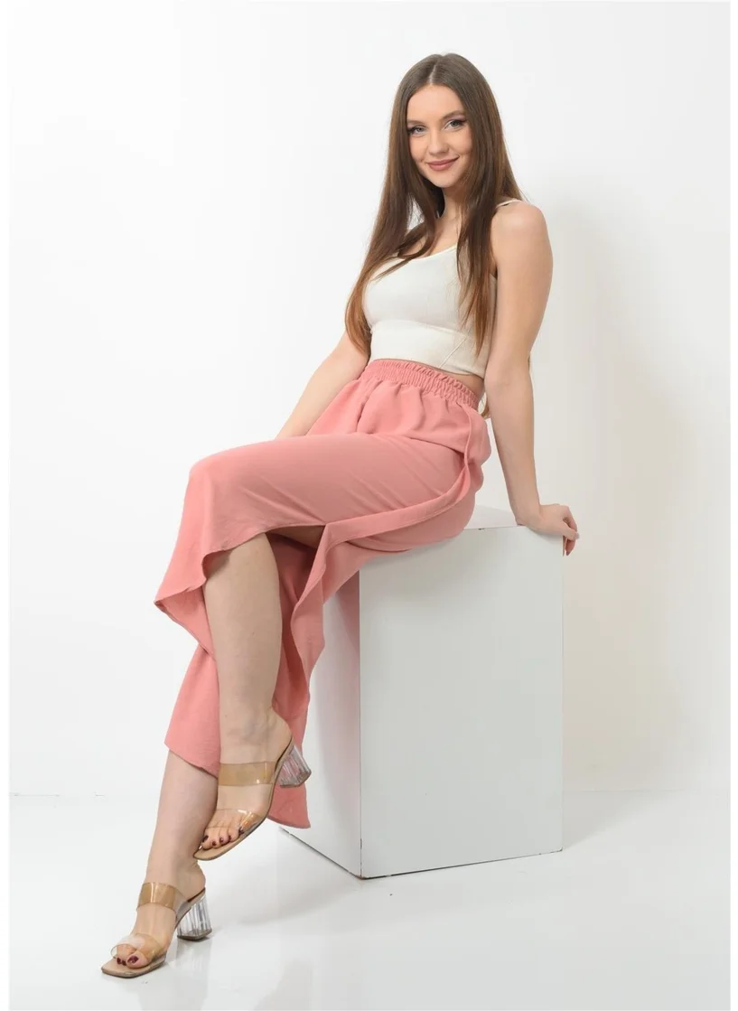 Nuseel Women's Side Slit Shalwar Trousers Powder Color