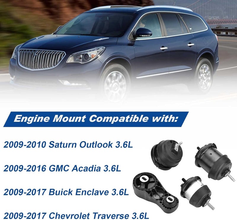 Iker 4PCS Engine Motor Transmission Mount Kit for GMC Acadia, Saturn Outlook, Buick Enclave, Chevrolet Traverse - Image 5