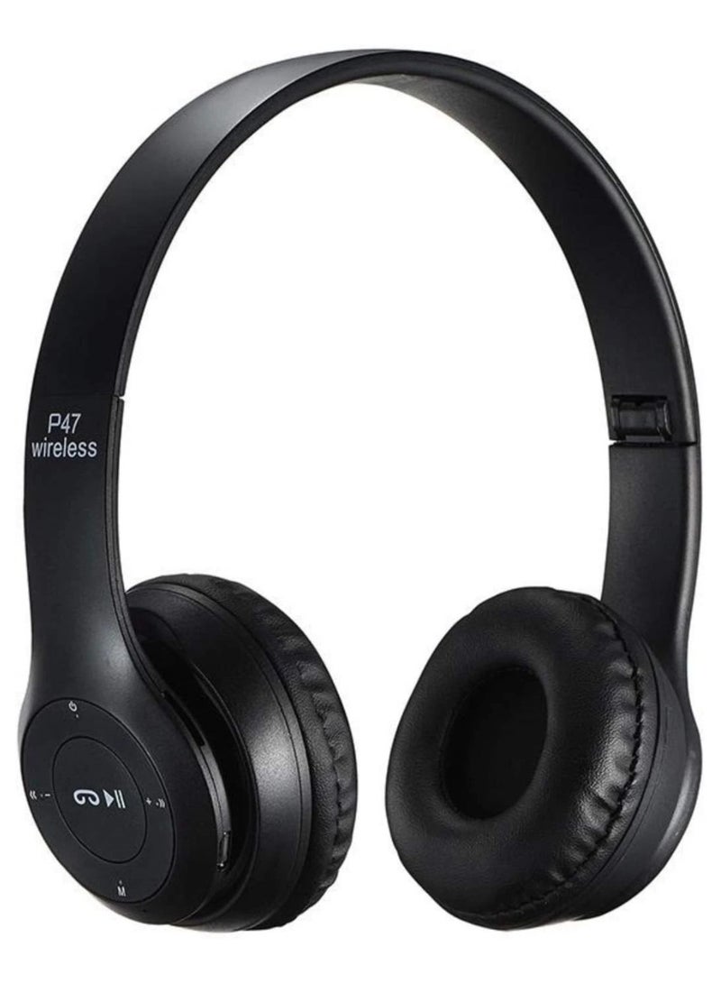 On-Ear Bluetooth Stereo Headset Black , P47 Stereo Bluetooth Headphones Black - Image 3