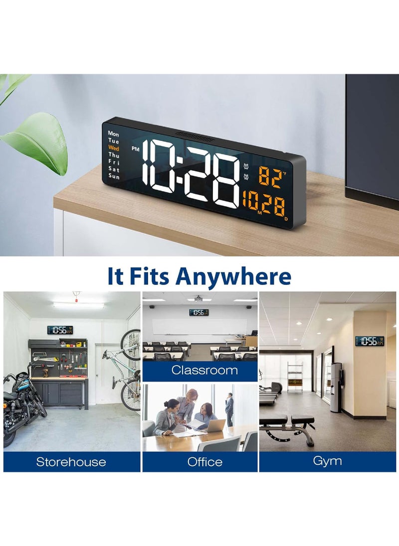 Rock Pow - Digital Wall Clock Large Display 16.2 Inch Large Wall Clocks LED Digital Clock with Remote Control for Living Room Decor Automatic Brightness Dimmer Big Clock with Date Week Temperature - Image 1