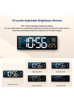 Rock Pow Digital Wall Clock Large Display 16.2 Inch Large Wall Clocks LED Digital Clock with Remote Control for Living Room Decor Automatic Brightness Dimmer Big Clock with Date Week Temperature  - Image 5