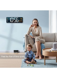 Rock Pow Digital Wall Clock Large Display 16.2 Inch Large Wall Clocks LED Digital Clock with Remote Control for Living Room Decor Automatic Brightness Dimmer Big Clock with Date Week Temperature  - Image 4