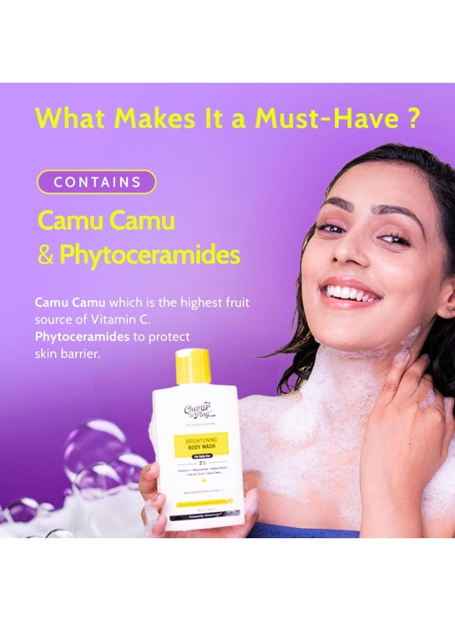 Chemist at Play Brightening Body Wash | Vitamin C Bodywash for Glowing Skin | Fades Dark Spots | Evens out Skin Tone | Alpha Arbutin | 30X Vitamin C with Camu Camu | SLS & Paraben Free | For Women & Men | 236mL - Image 3