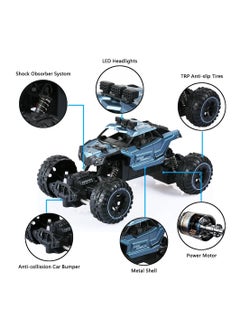 Swift RC سيارة التحكم عن بعد القابلة لإعادة الشحن الوحش الشاحنات 2.4 جيجا هرتز RC سيارة شاحنة الزاحف مع بطاريات قابلة للشحن للبنين الأطفال والكبار، أزرق فاتح  - Image 3