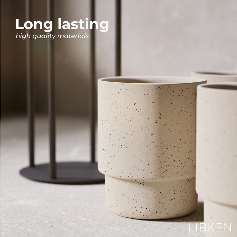 LIBKEN Stackable Coffee Mug Set with Black Stand - 4x8oz Ceramic Mugs with Unique Sprinkled Optics - Powder Coated Metal Rack - Dishwasher-Safe - Microwave & Oven - Scandinavian Minimal Design - Image 5