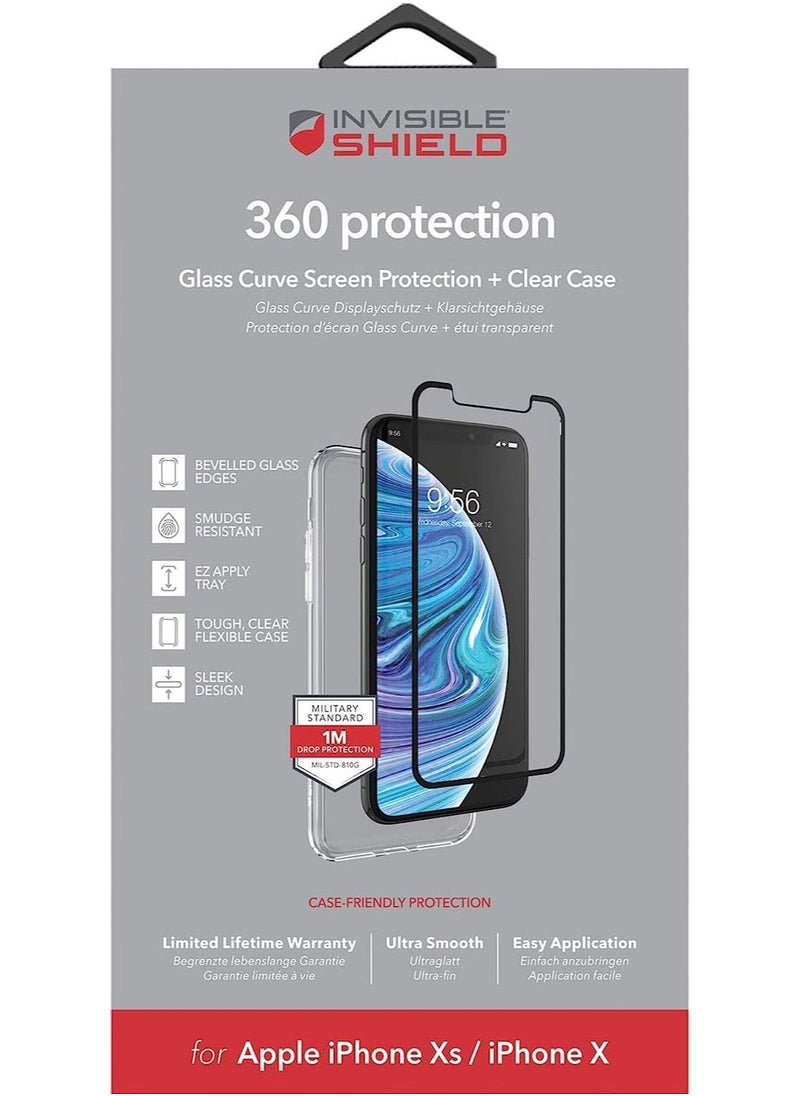 InvisibleShield 360 Glass Curve Screen Protector for iPhone Xs/ X with Clear Case Cover - [Bundle]  - Image 2
