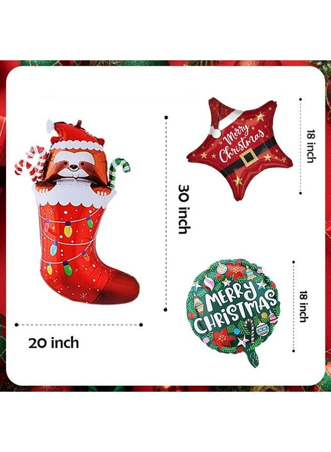 Pop The Party Pop The Party Christmas Party Decoration- 48Pcs Christmas Socks Foil Balloons Decoration Combo | Merry Christmas Foil Balloon Set | Santa Foil Balloon - Image 3
