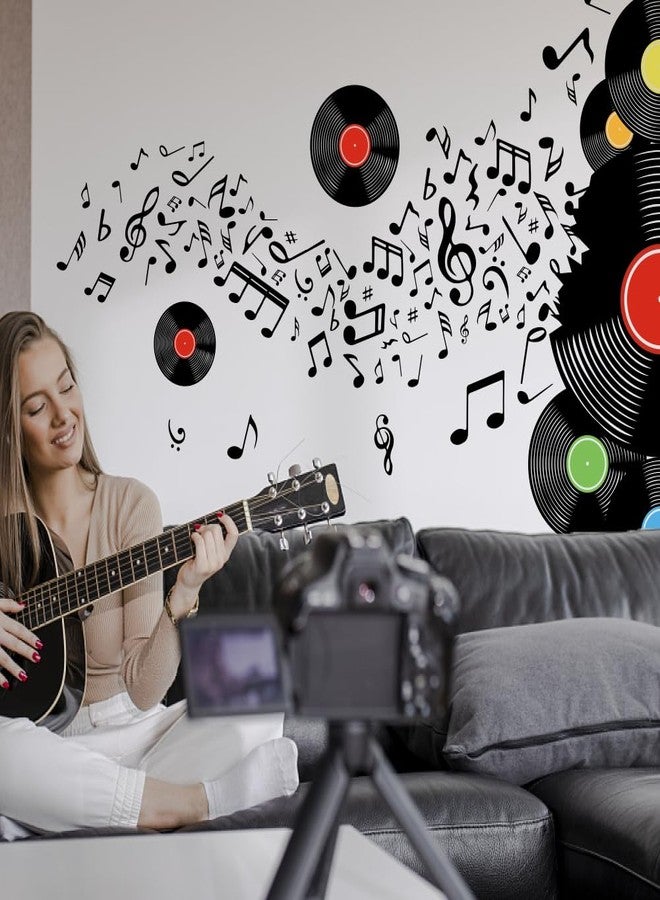 SUPERDANT Records Notes Wall Stickers Musical Notation with Disc Wall Decals Musical Mark Vinyl Sticker DJ Art Enjoy Music Wallpaper Decor for Music Room Livingroom Decoration - Image 3