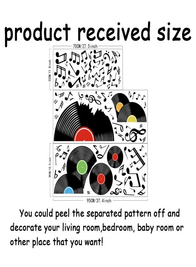 SUPERDANT Records Notes Wall Stickers Musical Notation with Disc Wall Decals Musical Mark Vinyl Sticker DJ Art Enjoy Music Wallpaper Decor for Music Room Livingroom Decoration - Image 2