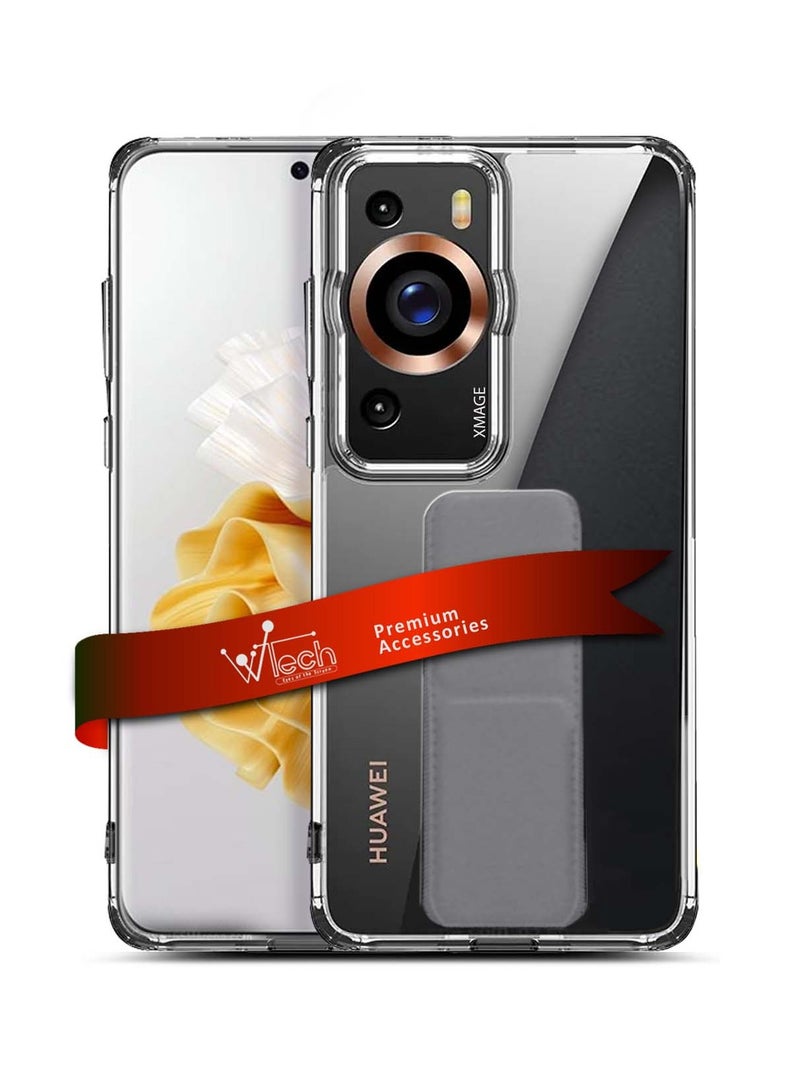 Wtech Huawei P60 Pro 4G 2023 TPU Hand Grip Air Pillow Case Cover - Clear/Grey - Image 1