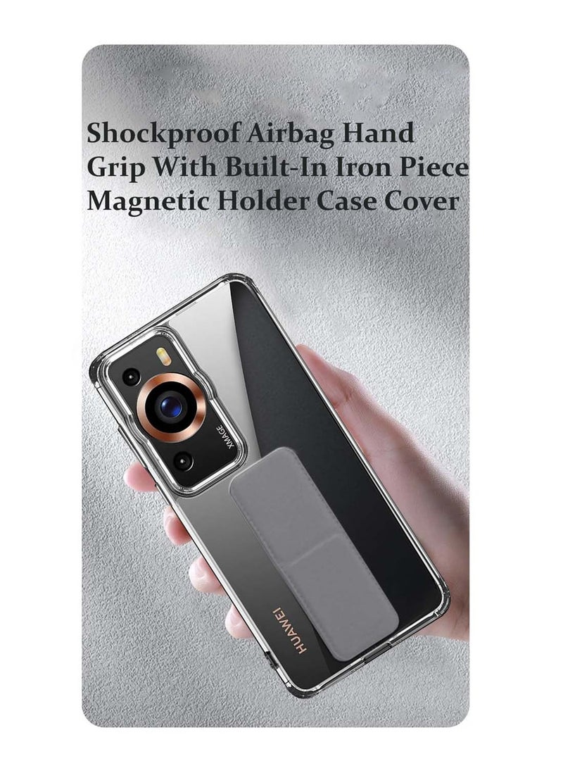 Wtech Huawei P60 Pro 4G 2023 TPU Hand Grip Air Pillow Case Cover - Clear/Grey - Image 4