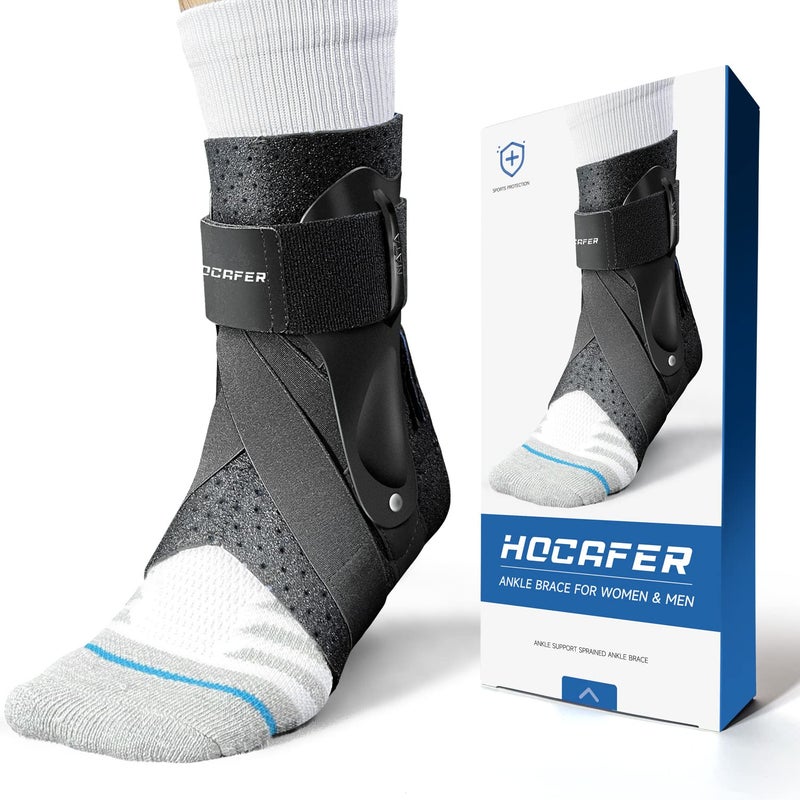 Hocafer Left Ankle Brace For Women & Men - Ankle Support Sprained Ankle Brace For Achilles Tendon Sprain Injury Recovery Ankle Support Brace For Running  Basketball  Football (Black S Left) - Image 1