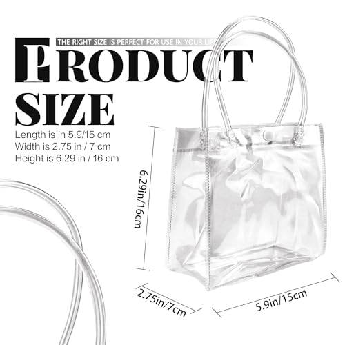 BadenBach 24 PCS Mini Clear Gift Bags with Handle,5.9" x 6.3" x 2.8",Small Transparent Plastic Gift Wrap Bags Bulk Reusable Clear Party Favor Goodie Bag for Boutique Wedding Birthday Christmas - Image 2