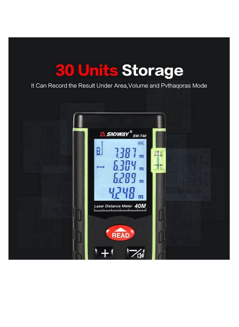 SNDWAY - SNDWAY SW T40 digital laser rangefinder 40m distance meter tape measure area volume dilatometer - Image 1