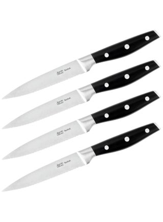 Tefal Jamie Oliver K26708 Steak Knife Set 4 Piece 12CM Stainless Steel  Steak Cutlery Set For 4 People  Steak Knives With Non-slip Handles  Grill Cutlery  Stainless Steel  Black  Silver - pzsku/Z2293AD998995012E0B15Z/45/_/1690454863/5d63d8b4-4c75-4cee-80ab-a3b76bf1cd40