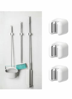 Y&D Broom Mop Holder, 3 Pcs Wall Mount Stands Rack, Sturdy Self-Adhesive  - Image 1