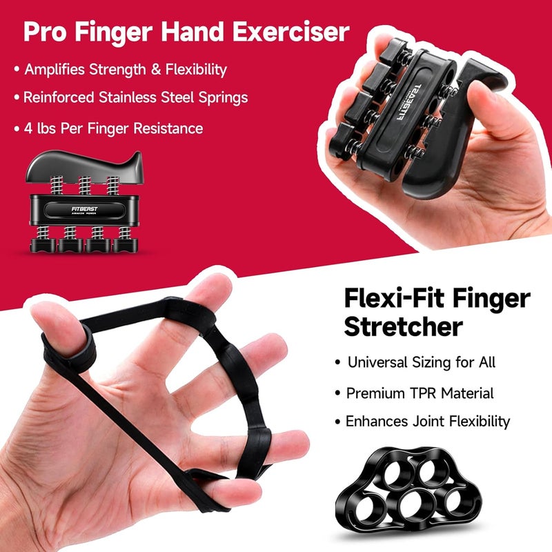 FitBeast مقوي قوة القبضة مقوي الساعد مجموعة مقويات اليد - 5 قطع مقاومة قابلة للتعديل - Image 3