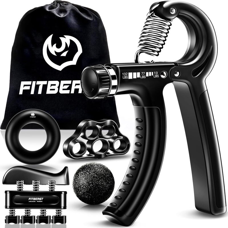FitBeast مقوي قوة القبضة مقوي الساعد مجموعة مقويات اليد - 5 قطع مقاومة قابلة للتعديل - Image 1