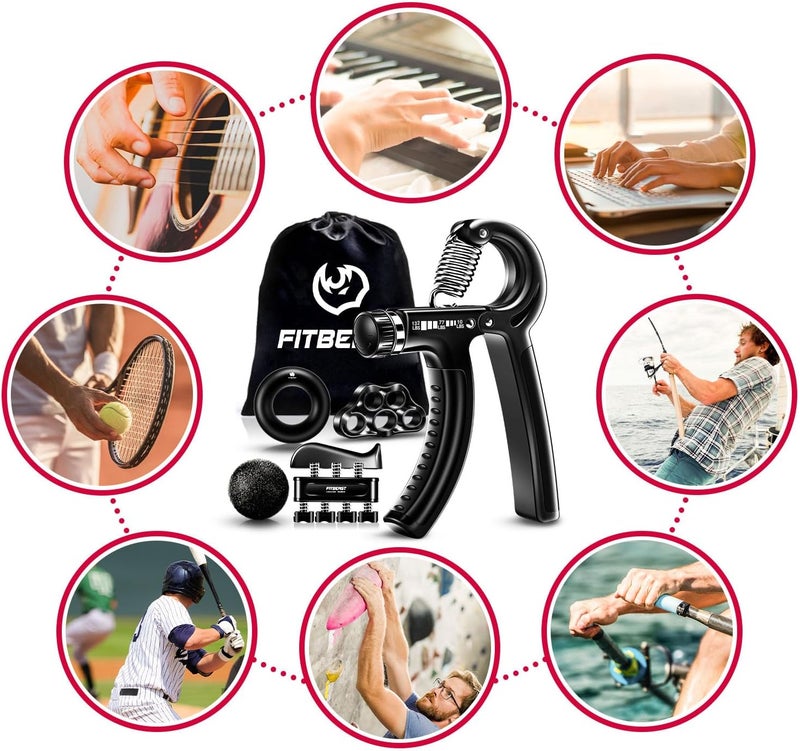 FitBeast مقوي قوة القبضة مقوي الساعد مجموعة مقويات اليد - 5 قطع مقاومة قابلة للتعديل - Image 5