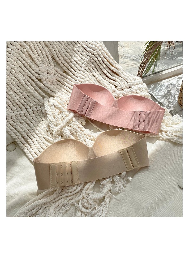 3 Pieces Women Strapless Bra with Optional Transparent Straps Push Up Bra  - Image 3