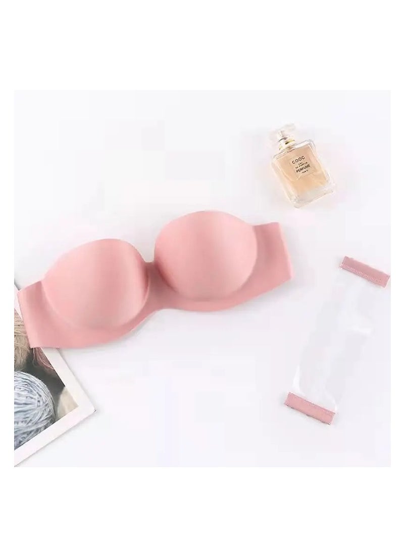 3 Pieces Women Strapless Bra with Optional Transparent Straps Push Up Bra  - Image 5