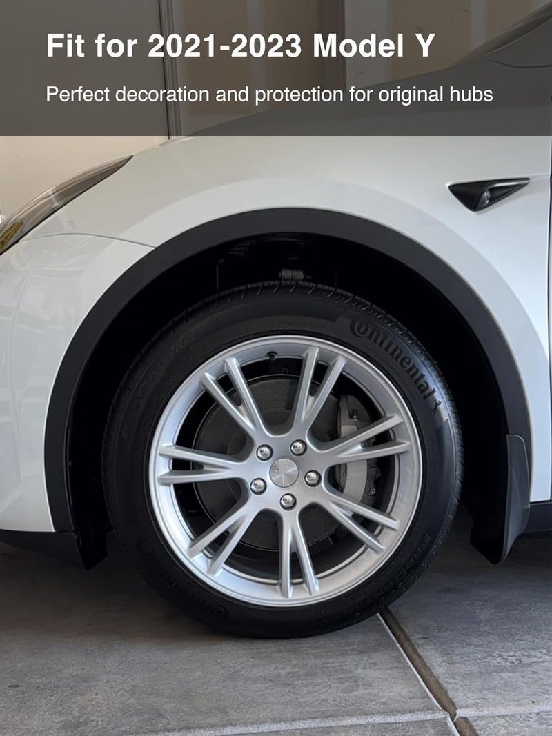 Tesheer Silver Wheel Center Hub Caps with Tesla Emble Brand Center Caps for 2019-2024 Model Y with 20 Silver Lug Nut Covers - Image 3