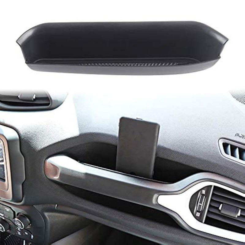 DXGTOZA Jeep Renegade GrabTray Passenger Storage Tray Organizer Grab Handle Storage Box Bin for 20152021 Jeep Renegade Interior Storage AccessoriesBlack