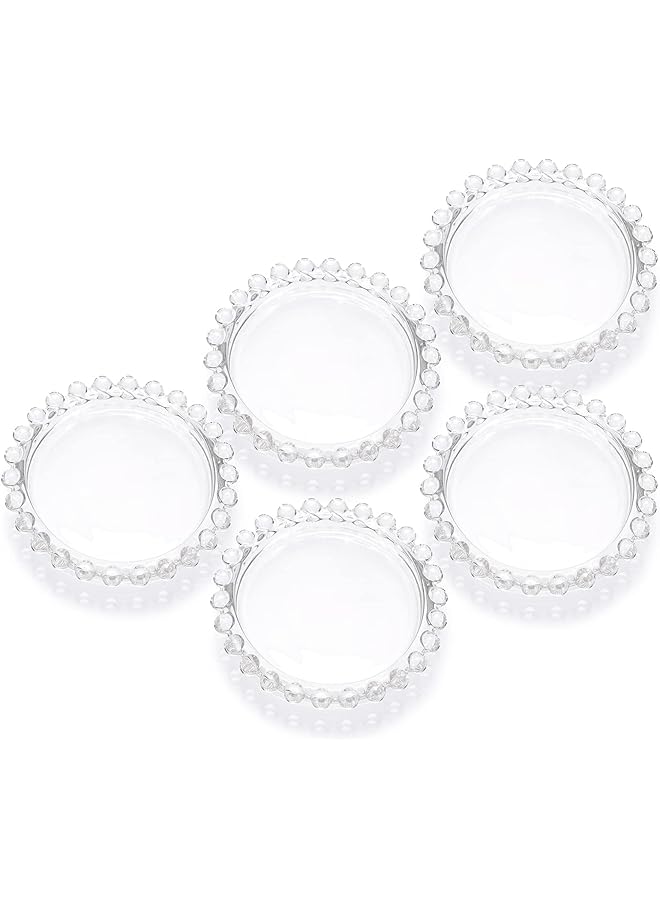 The Bros 5PCS Clear Glass Candle Plates Glass Pillar Candle Holder Plates, Transparent Glass Candle Coaster Holder Small Round Candle Trays for Pillar Candle Modern Candle Centerpiece for Table Wedding - Image 1