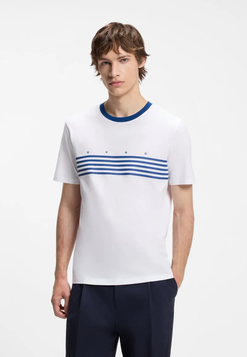 هوجو Cotton T-shirt with printed stripes