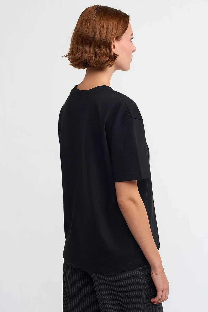 Dilvin Black DILVIN Women's Cotton Crew Neck T-Shirt for Women | Best Price UAE