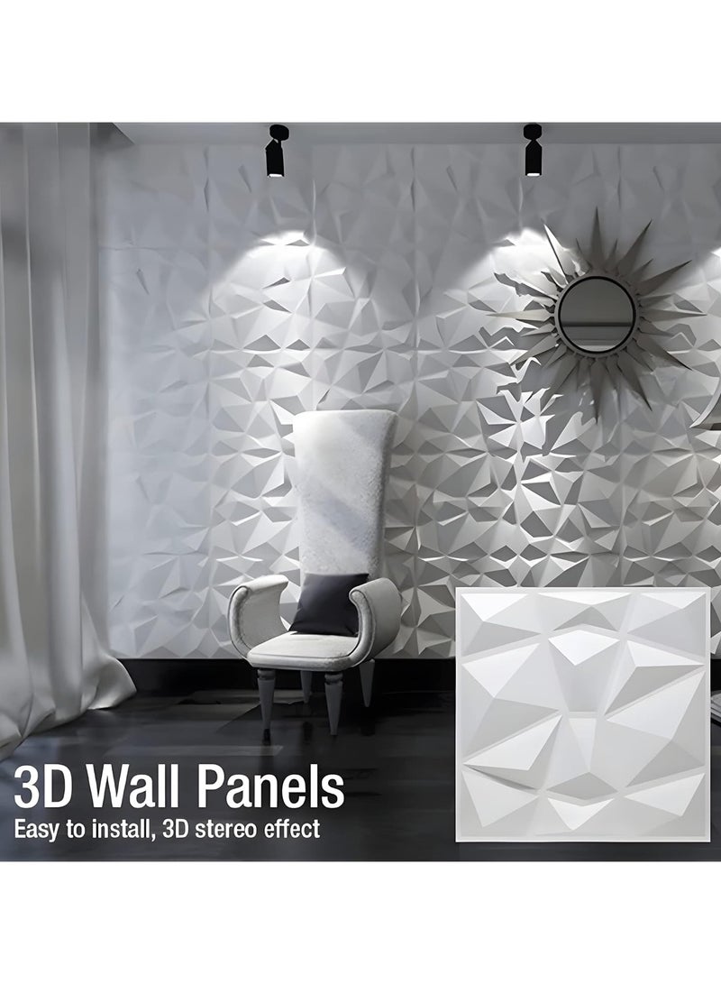 DIOTTI 10PCS 3D Wall Panels, PVC Waterproof Diamond Textured Wall Tiles for Modern Decor, Accent Wall Panels for Living Room, Bedroom, Office, Hotel – Matt White, Covers 9.7 Sq.Ft (30cm x 30cm) - Image 3