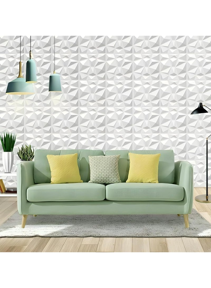 DIOTTI 10PCS 3D Wall Panels, PVC Waterproof Diamond Textured Wall Tiles for Modern Decor, Accent Wall Panels for Living Room, Bedroom, Office, Hotel – Matt White, Covers 9.7 Sq.Ft (30cm x 30cm) - Image 4
