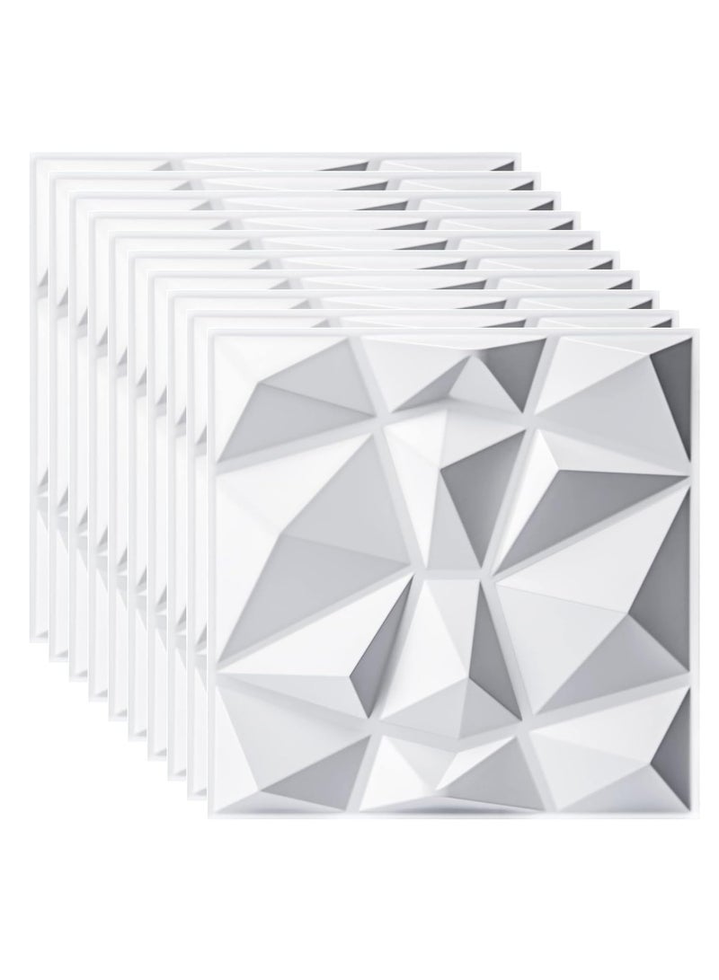 DIOTTI 10PCS 3D Wall Panels, PVC Waterproof Diamond Textured Wall Tiles for Modern Decor, Accent Wall Panels for Living Room, Bedroom, Office, Hotel – Matt White, Covers 9.7 Sq.Ft (30cm x 30cm) - Image 1