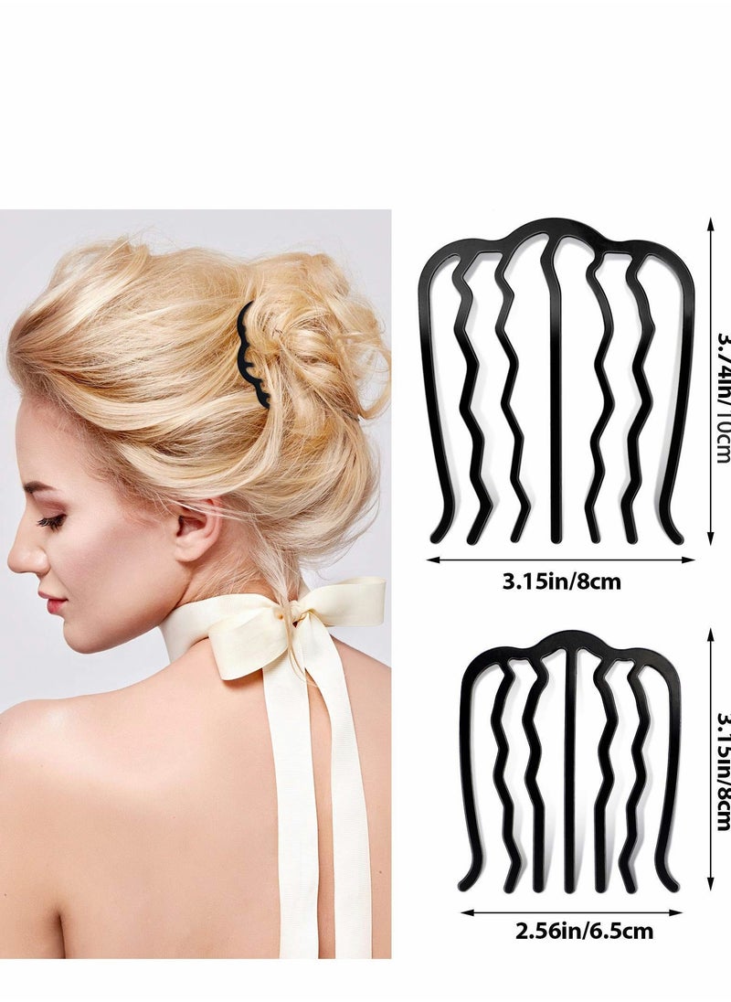 Y&D - Hair Fork Clip, 4 Pcs Vintage Side Combs U Shape Teeth Alloy Paint Pin Accessories Clip Stick Updo Hairstyle for Women Girls, Black - Image 1