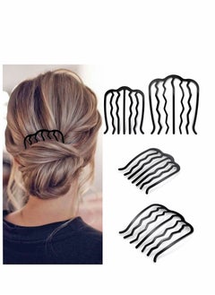 Hair Fork Clip, 4 Pcs Vintage Side Combs U Shape Teeth Alloy Paint Pin Accessories Clip Stick Updo Hairstyle for Women Girls, Black
