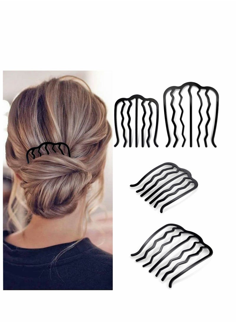 Y&D - Hair Fork Clip, 4 Pcs Vintage Side Combs U Shape Teeth Alloy Paint Pin Accessories Clip Stick Updo Hairstyle for Women Girls, Black - Image 1