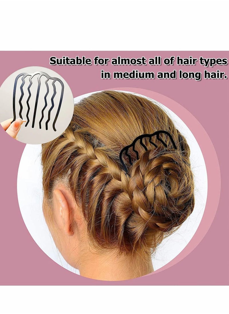 Y&D - Hair Fork Clip, 4 Pcs Vintage Side Combs U Shape Teeth Alloy Paint Pin Accessories Clip Stick Updo Hairstyle for Women Girls, Black - Image 1
