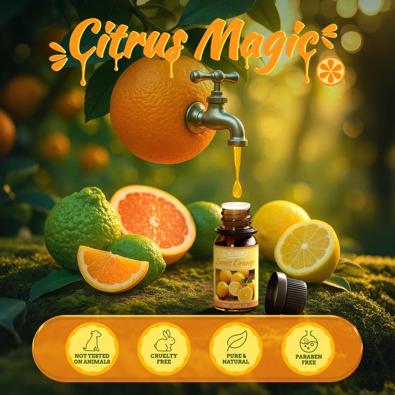 Salubrito Citrus Essential Oils Set for Diffuser, Fragrance Oil | Sweet Orange, Bergamot, Lemon, Grapefruit, Mandarin Orange, Lime Scented Oil for Soap Making, Candle Making - Image 2