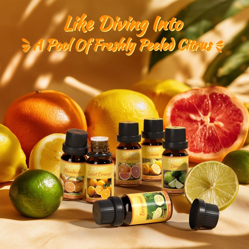 Salubrito Citrus Essential Oils Set for Diffuser, Fragrance Oil | Sweet Orange, Bergamot, Lemon, Grapefruit, Mandarin Orange, Lime Scented Oil for Soap Making, Candle Making - Image 5