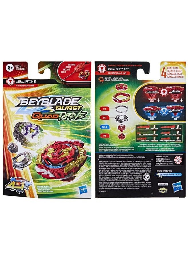BeyBlade - Burst Quaddrive Astral Spryzen S7 Spinning Top Starter Pack Balance/Attack Type Battling Game With Launcher Toy For Kids - Image 1