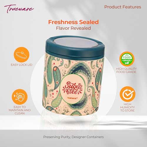 Trueware Lift up STC Container | Set of 3 | Green | Tea, Sugar & Coffee Container | 750 ML Each | Plastic Body | Air tight | BPA Free | Food Grade | Kitchen Multipurpose Container | See Through Lid - Image 5