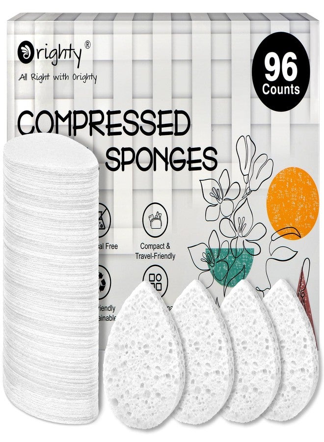 ORIGHTY 96 Count Facial Sponges for Cleansing, 100% Natural Cellulose Facial Sponges for Washing face, Compressed Cosmetic Spa Face Sponge for Exfoliating Mask, Makeup Removal, White - Image 1